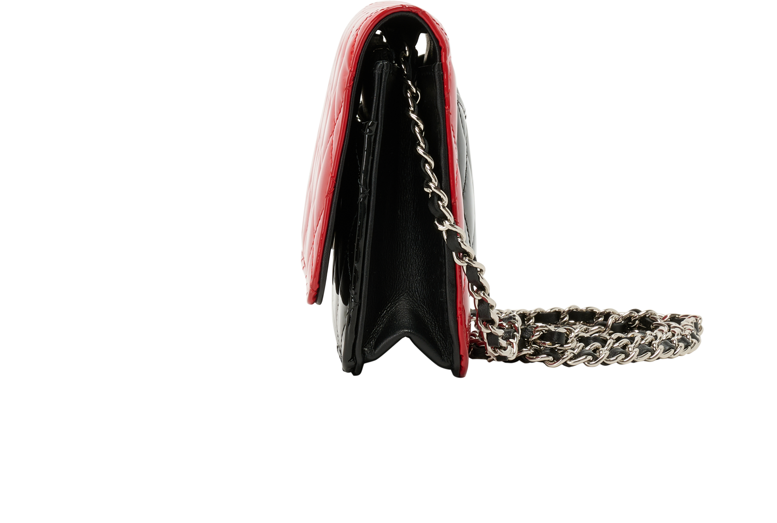 Wallet On Chain, &pound;1,800, Handbags, Black/Red, Patent Leather, Bottom view
